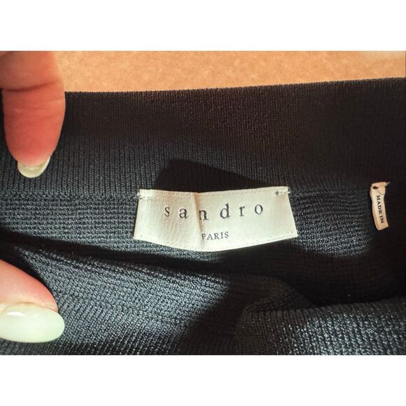 Sandro Paris Louis Studded Crystal Rhinestone Pearl A-line Black Mini Skirt MSRP - Picture 6 of 11